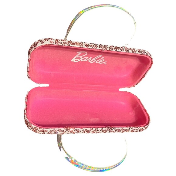Barbie Pink Sequins Hard Glass Carrying Case Handles Girls Clamshell Hard Shell - Picture 6 of 10